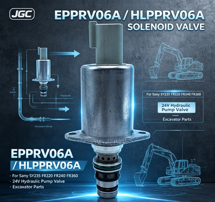 EPPRV06A  24V Proportional Solenoid Valve HLPPRV06A for Sany SY235 FR220 FR240 FR360 Excavator Hydraulic Pump Solenoid Valve