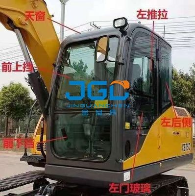 XE75DA 85C 80 Front Lower Gear Glass Excavator Front Damper Glass Rear Side Curved Glass