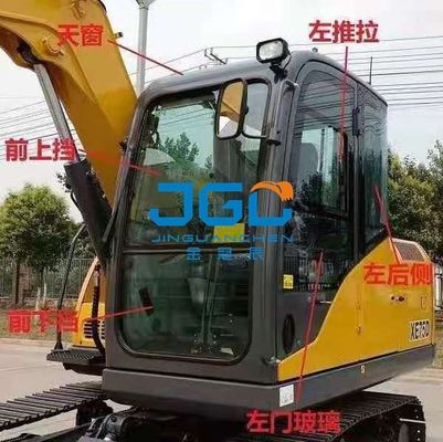 XE75DA 85C 80 Front Lower Gear Glass Excavator Front Damper Glass Rear Side Curved Glass