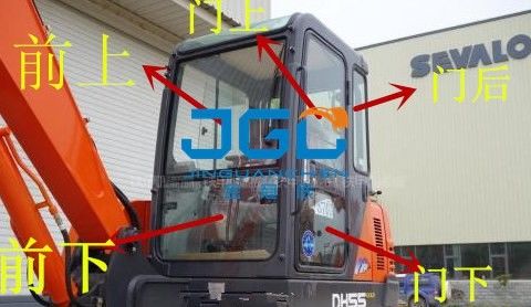 DH55GOLD Excavator Glass Doors And Windows Top And Bottom Left And Right Front And Rear Windshields