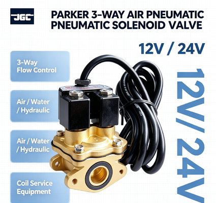 Parker 3-Way Air Pneumatic Solenoid Valve 12v 24v Water Hydraulic Coil Service Equipment