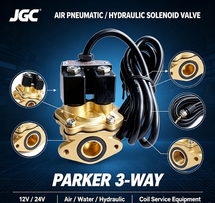 Parker 3-Way Air Pneumatic Solenoid Valve 12v 24v Water Hydraulic Coil Service Equipment