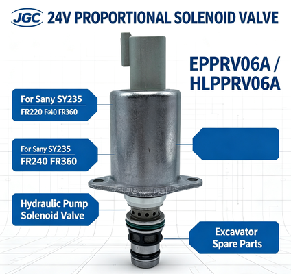 EPPRV06A  24V Proportional Solenoid Valve HLPPRV06A for Sany SY235 FR220 FR240 FR360 Excavator Hydraulic Pump Solenoid Valve